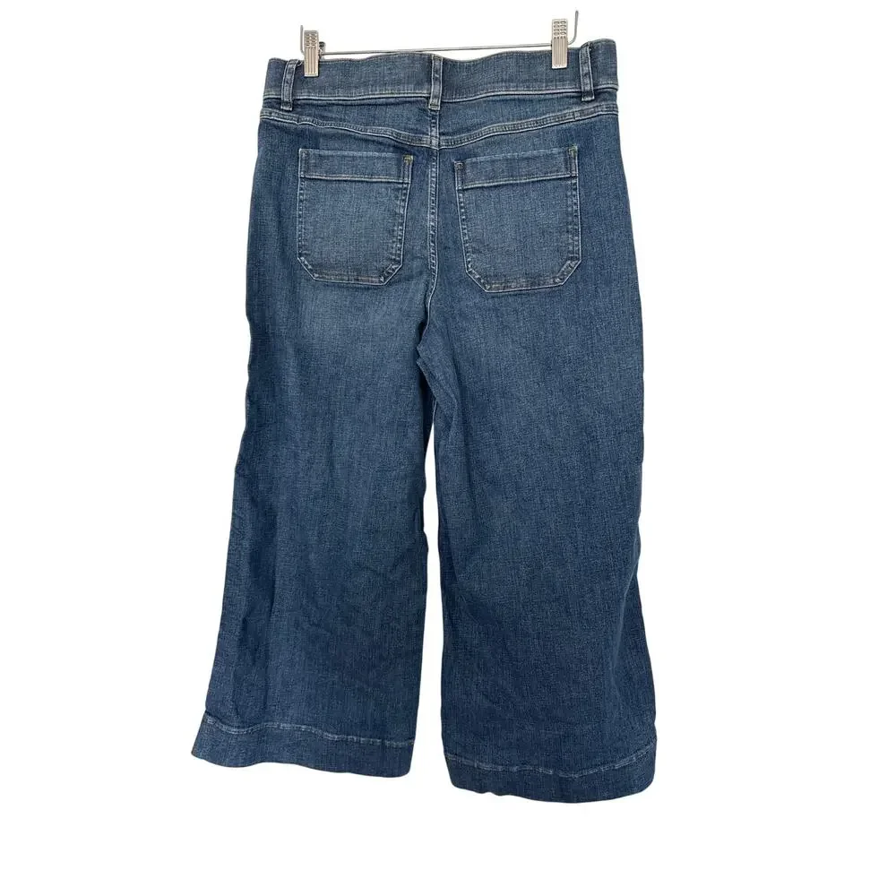 Spanx EveryWear Cropped Wide Leg Jeans with Patch Pockets, L